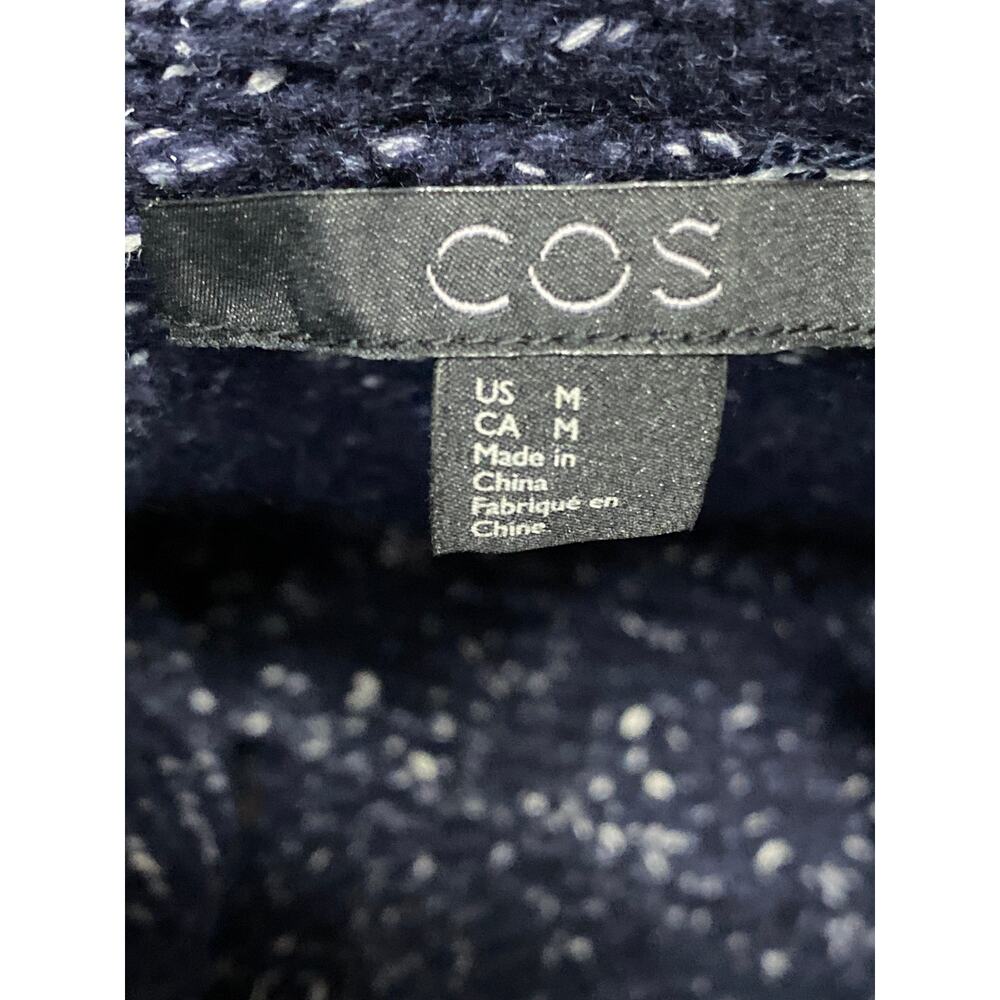 COS Women's Navy Blue Wool Knit Long Sleeve Button Up Cardigan Sweater Top Sz M - Picture 5 of 6